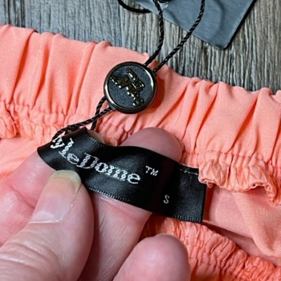 🛍️2 for $25 Sale🛍️ Off Shoulder Blouse Tie Sleeve Casual Dressy Small‎ Coral - Picture 10 of 12